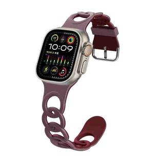 For Apple Watch Ultra 49mm Donut Hollow Silicone Watch Band(Smoke Purple Wine Red)