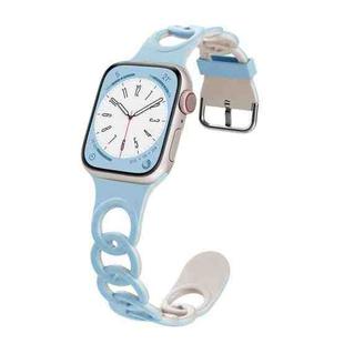 For Apple Watch Series 7 41mm Donut Hollow Silicone Watch Band(Sky Blue Starlight)