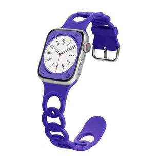 For Apple Watch Series 7 45mm Donut Hollow Silicone Watch Band(Dark Purple)