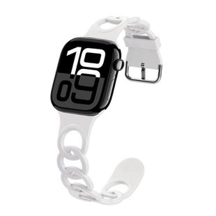 For Apple Watch Series 10 46mm Donut Hollow Silicone Watch Band(White)