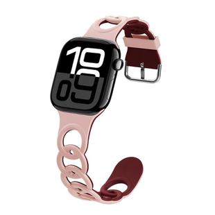 For Apple Watch Series 10 46mm Donut Hollow Silicone Watch Band(Pink Wine Red)