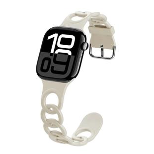 For Apple Watch Series 10 46mm Donut Hollow Silicone Watch Band(Antique White)