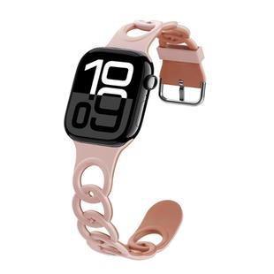 For Apple Watch Series 10 46mm Donut Hollow Silicone Watch Band(Pink Rose Grey)