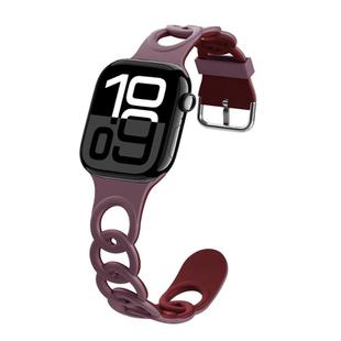 For Apple Watch Series 10 46mm Donut Hollow Silicone Watch Band(Smoke Purple Wine Red)