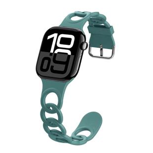 For Apple Watch Series 10 42mm Donut Hollow Silicone Watch Band(Pine Green)