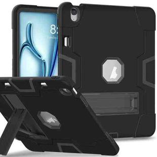 For iPad Air 13 2024 Contrast Color Silicone Acrylic PC Tablet Case with Holder(Black)