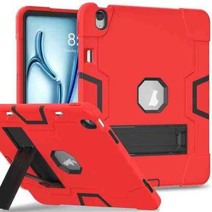 For iPad Air 13 2024 Contrast Color Silicone Acrylic PC Tablet Case with Holder(Red Black)