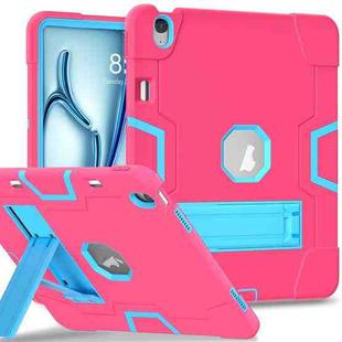 For iPad Air 13 2024 Contrast Color Silicone Acrylic PC Tablet Case with Holder(Rose Red Blue)