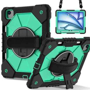 For iPad Air 11 2024 Contrast Color Robot Silicone Hybrid PC Tablet Case(Black Mint Green)