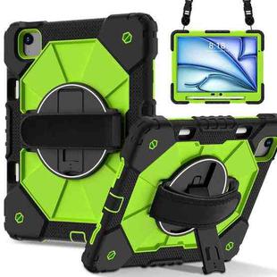 For iPad Air 11 2024 Contrast Color Robot Silicone Hybrid PC Tablet Case(Black Yellow Green)