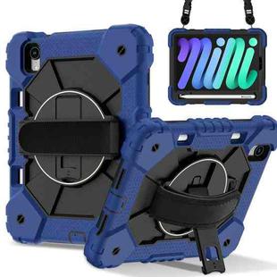 For iPad mini 2024 / mini 6 Contrast Color Robot Silicone Hybrid PC Tablet Case(Navy Black)