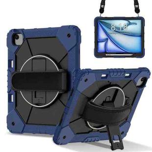 For iPad Air 13 2025 / 2024 Contrast Color Robot Silicone Hybrid PC Tablet Case(Navy Black)