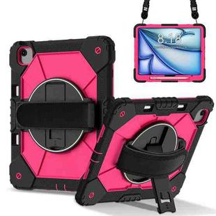 For iPad Air 13 2025 / 2024 Contrast Color Robot Silicone Hybrid PC Tablet Case(Black Rose Red)