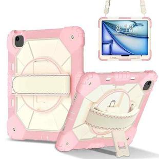 For iPad Air 13 2025 / 2024 Contrast Color Robot Silicone Hybrid PC Tablet Case(Rose Gold Beige)