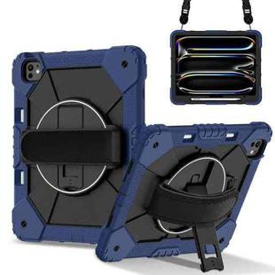 For iPad Pro 13 2024 Contrast Color Robot Silicone Hybrid PC Tablet Case(Navy Black)