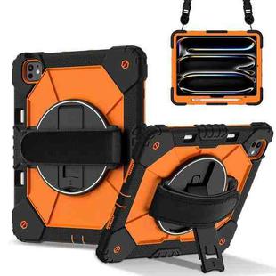 For iPad Pro 13 2024 Contrast Color Robot Silicone Hybrid PC Tablet Case(Black Orange)