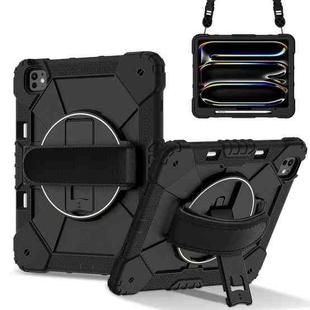 For iPad Pro 13 2024 Contrast Color Robot Silicone Hybrid PC Tablet Case(Black)