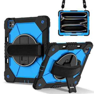 For iPad Pro 13 2024 Contrast Color Robot Silicone Hybrid PC Tablet Case(Black Blue)