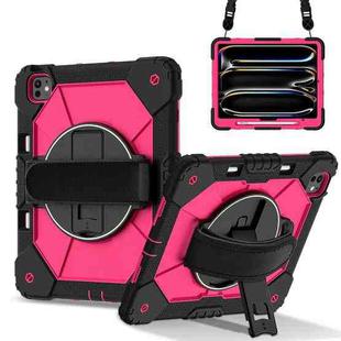 For iPad Pro 13 2024 Contrast Color Robot Silicone Hybrid PC Tablet Case(Black Rose Red)
