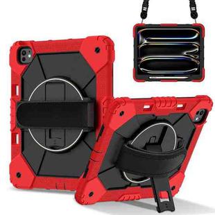 For iPad Pro 13 2024 Contrast Color Robot Silicone Hybrid PC Tablet Case(Red Black)