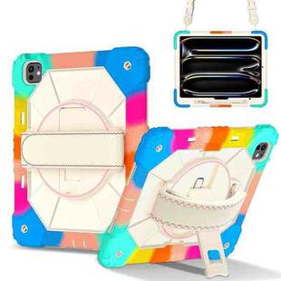 For iPad Pro 13 2024 Contrast Color Robot Silicone Hybrid PC Tablet Case(Colorful Blue)