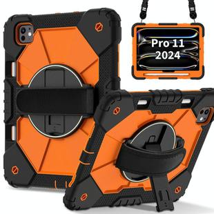 For iPad Pro 11 2024 Contrast Color Robot Silicone Hybrid PC Tablet Case(Black Orange)