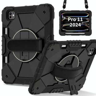 For iPad Pro 11 2024 Contrast Color Robot Silicone Hybrid PC Tablet Case(Black)
