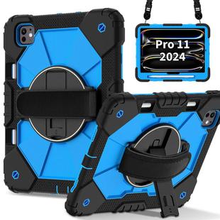 For iPad Pro 11 2024 Contrast Color Robot Silicone Hybrid PC Tablet Case(Black Blue)