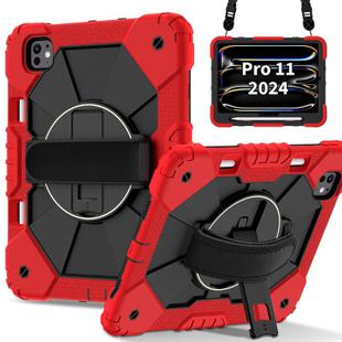 For iPad Pro 11 2024 Contrast Color Robot Silicone Hybrid PC Tablet Case(Red Black)
