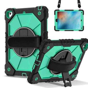 For iPad Pro 9.7 / 9.7 2018 / 2017 Contrast Color Robot Silicone Hybrid PC Tablet Case(Black Mint Green)