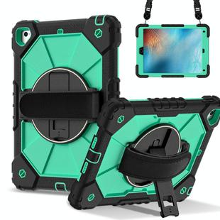 For iPad 10.2 2021 / 2020 / 2019 Contrast Color Robot Silicone Hybrid PC Tablet Case(Black Mint Green)