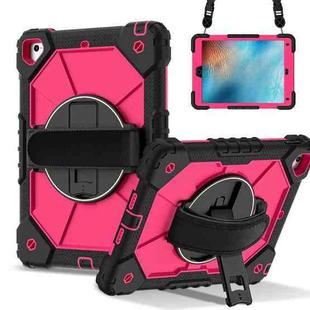 For iPad 10.2 2021 / 2020 / 2019 Contrast Color Robot Silicone Hybrid PC Tablet Case(Black Rose Red)