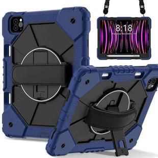 For iPad Air 5 / 4 / Pro 11 Contrast Color Robot Silicone Hybrid PC Tablet Case(Navy Black)