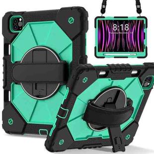 For iPad Air 5 / 4 / Pro 11 Contrast Color Robot Silicone Hybrid PC Tablet Case(Black Mint Green)