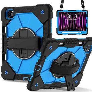 For iPad Air 5 / 4 / Pro 11 Contrast Color Robot Silicone Hybrid PC Tablet Case(Black Blue)