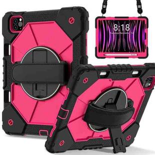 For iPad Air 5 / 4 / Pro 11 Contrast Color Robot Silicone Hybrid PC Tablet Case(Black Rose Red)