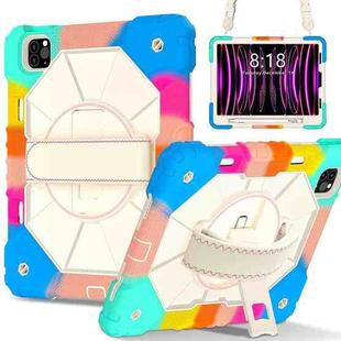For iPad Air 5 / 4 / Pro 11 Contrast Color Robot Silicone Hybrid PC Tablet Case(Colorful Blue)