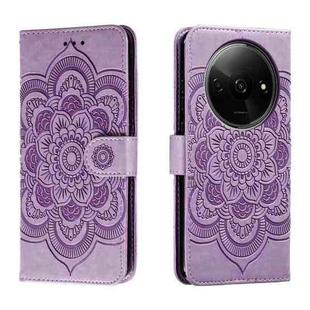 For Xiaomi Redmi A3 Sun Mandala Embossing Pattern Phone Leather Case(Purple)