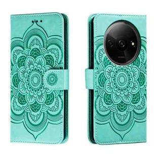 For Xiaomi Redmi A3 Sun Mandala Embossing Pattern Phone Leather Case(Green)