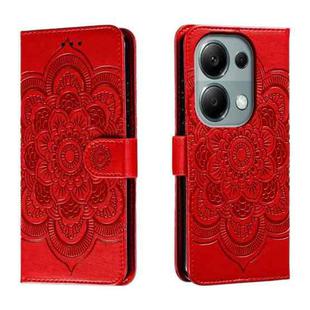 For Xiaomi Redmi Note 13 Pro 4G Sun Mandala Embossing Pattern Phone Leather Case(Red)