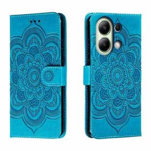 For Xiaomi Redmi Note 13 4G Sun Mandala Embossing Pattern Phone Leather Case(Blue)