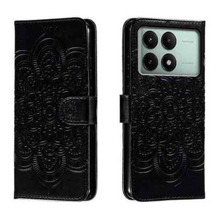 For Xiaomi Redmi K70E Sun Mandala Embossing Pattern Phone Leather Case(Black)