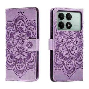 For Xiaomi Redmi K70E Sun Mandala Embossing Pattern Phone Leather Case(Purple)