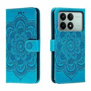 For Xiaomi Redmi K70E Sun Mandala Embossing Pattern Phone Leather Case(Blue)