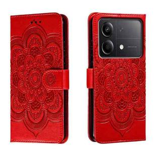 For Xiaomi Redmi Note 13R Pro Sun Mandala Embossing Pattern Phone Leather Case(Red)