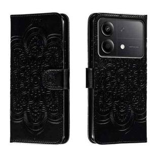 For Xiaomi Redmi Note 13R Pro Sun Mandala Embossing Pattern Phone Leather Case(Black)