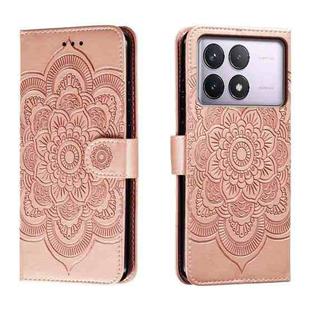 For Xiaomi Redmi K70 Sun Mandala Embossing Pattern Phone Leather Case(Rose Gold)