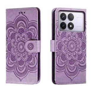 For Xiaomi Redmi K70 Sun Mandala Embossing Pattern Phone Leather Case(Purple)