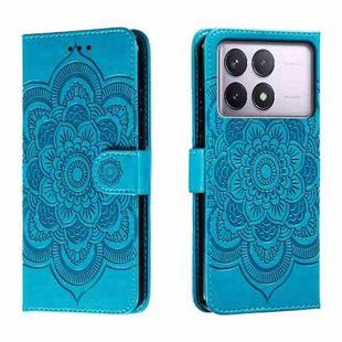 For Xiaomi Redmi K70 Sun Mandala Embossing Pattern Phone Leather Case(Blue)