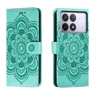 For Xiaomi Redmi K70 Sun Mandala Embossing Pattern Phone Leather Case(Green)